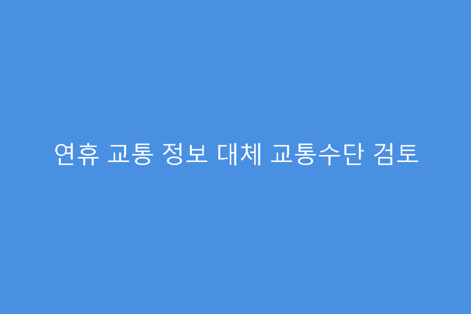 연휴 교통 정보 대체 교통수단 검토