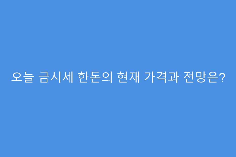 오늘 금시세 한돈의 현재 가격과 전망은?