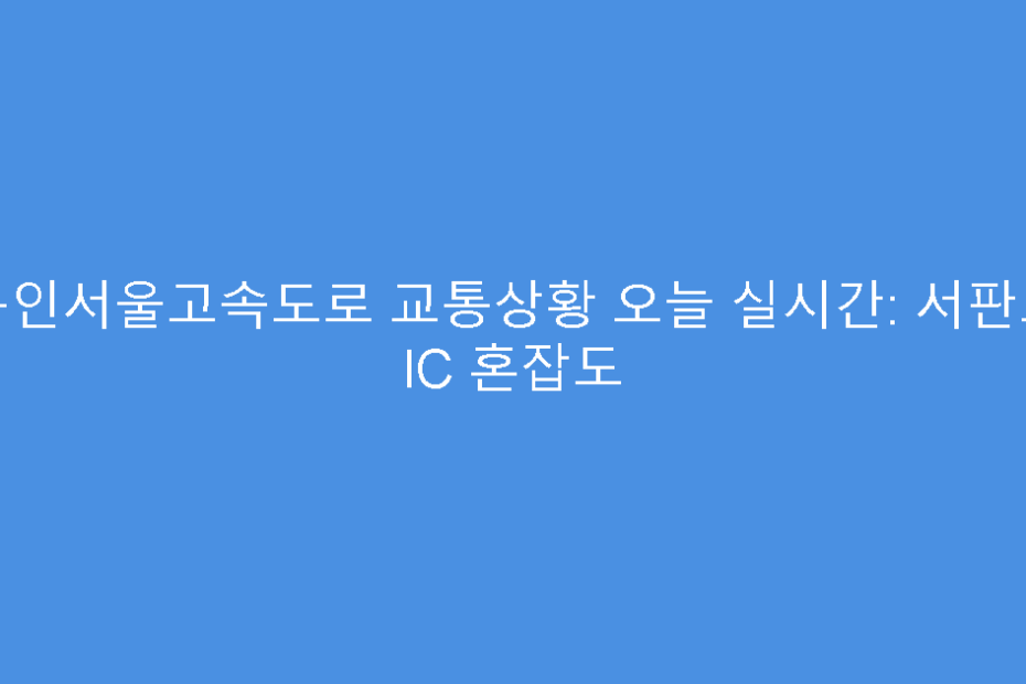 용인서울고속도로 교통상황 오늘 실시간: 서판교 IC 혼잡도