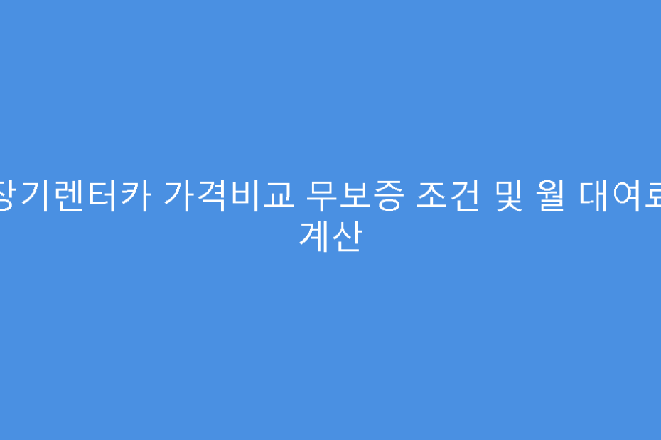 장기렌터카 가격비교 무보증 조건 및 월 대여료 계산