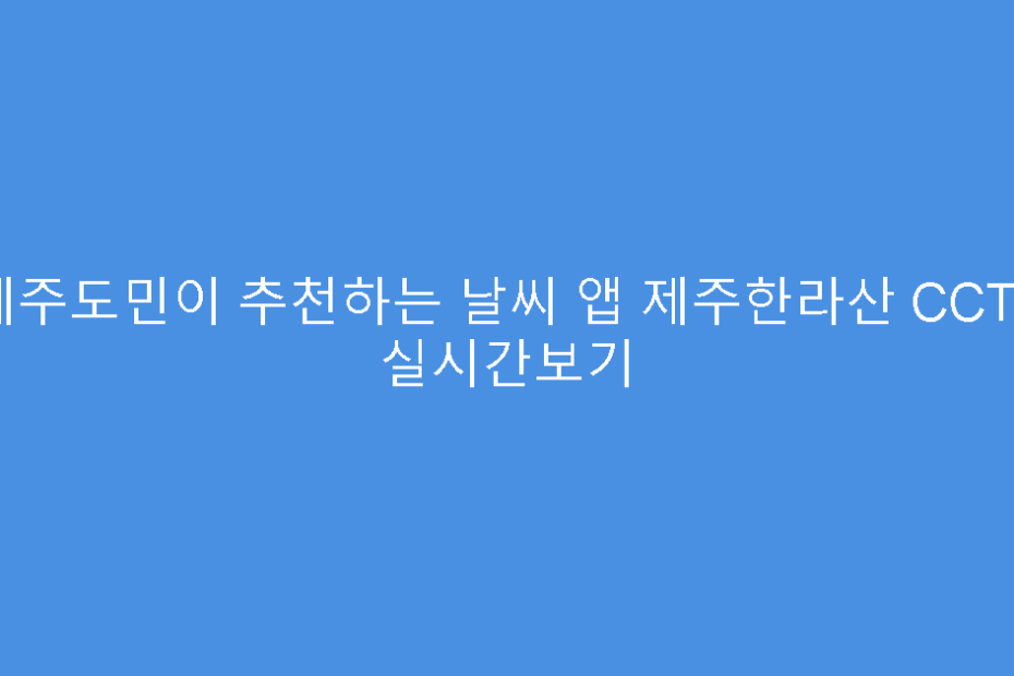 제주도민이 추천하는 날씨 앱 제주한라산 CCTV 실시간보기