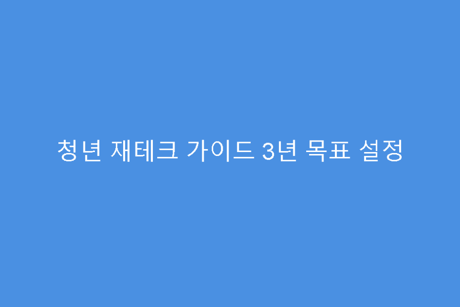 청년 재테크 가이드 3년 목표 설정