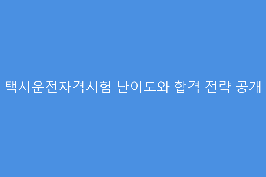 택시운전자격시험 난이도와 합격 전략 공개