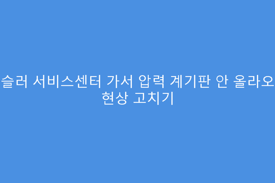 휘슬러 서비스센터 가서 압력 계기판 안 올라오는 현상 고치기
