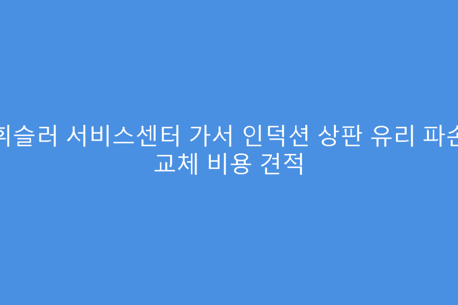 휘슬러 서비스센터 가서 인덕션 상판 유리 파손 교체 비용 견적