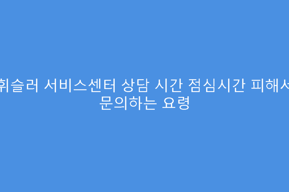 휘슬러 서비스센터 상담 시간 점심시간 피해서 문의하는 요령