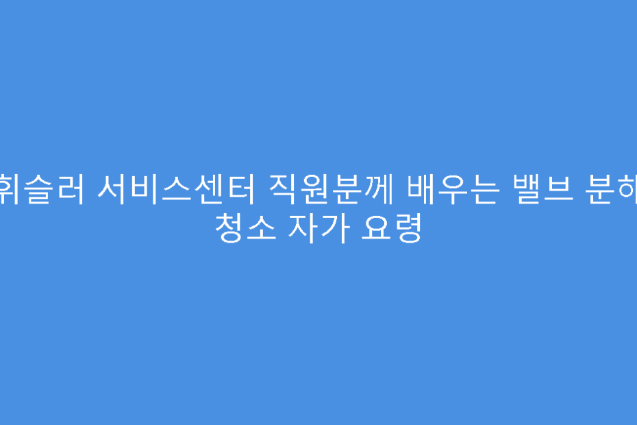휘슬러 서비스센터 직원분께 배우는 밸브 분해 청소 자가 요령