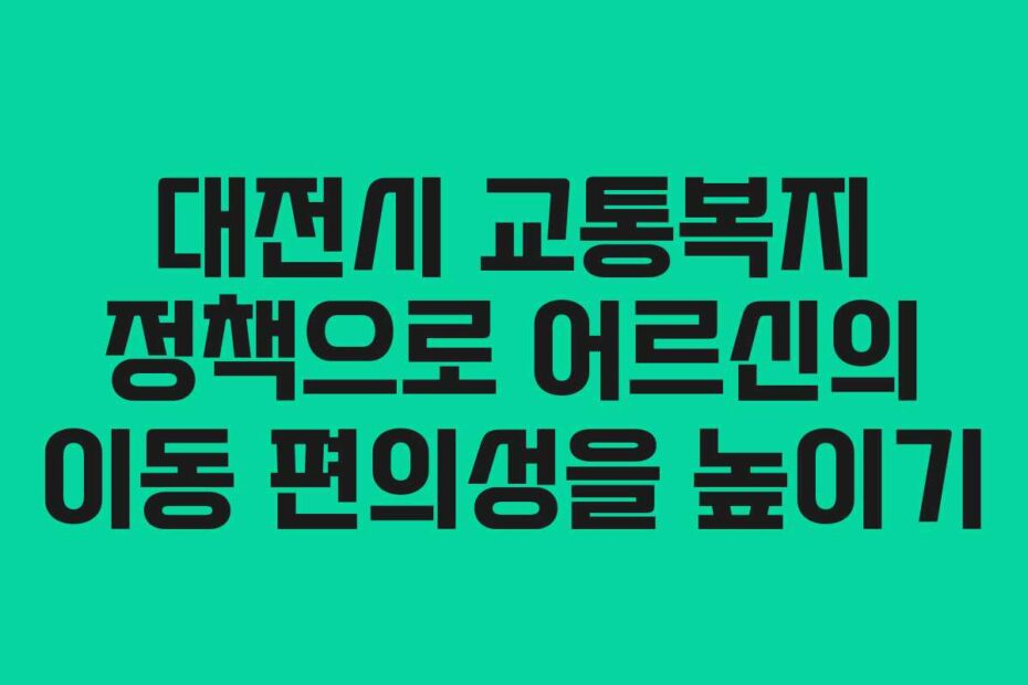 대전시 교통복지 정책으로 어르신의 이동 편의성을 높이기