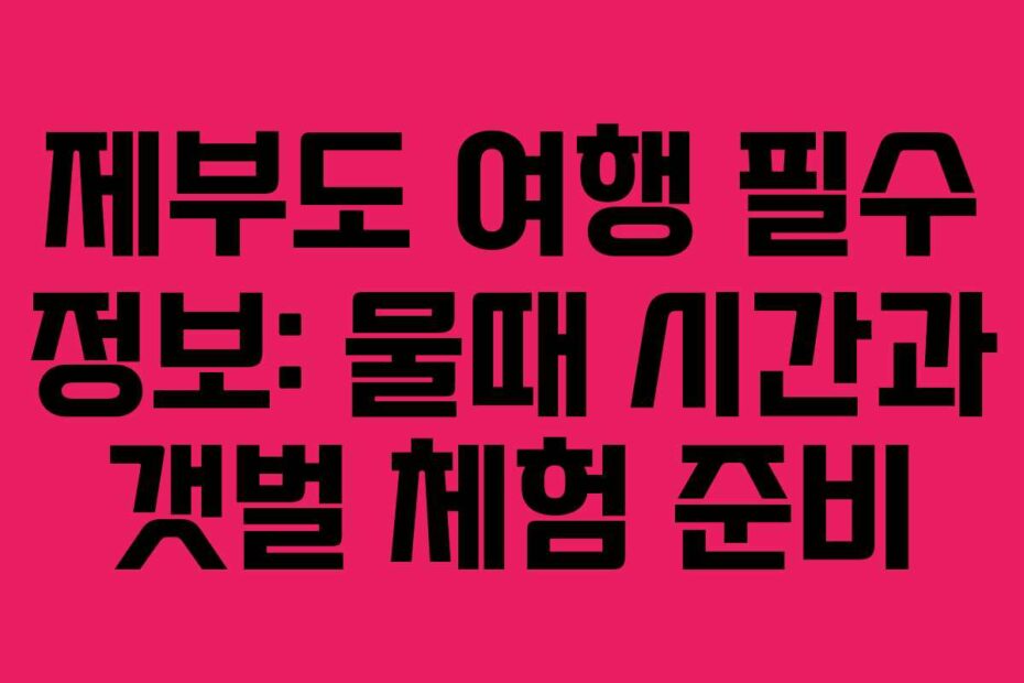 제부도 여행 필수 정보: 물때 시간과 갯벌 체험 준비