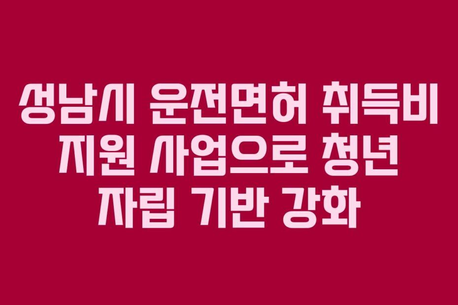 성남시 운전면허 취득비 지원 사업으로 청년 자립 기반 강화