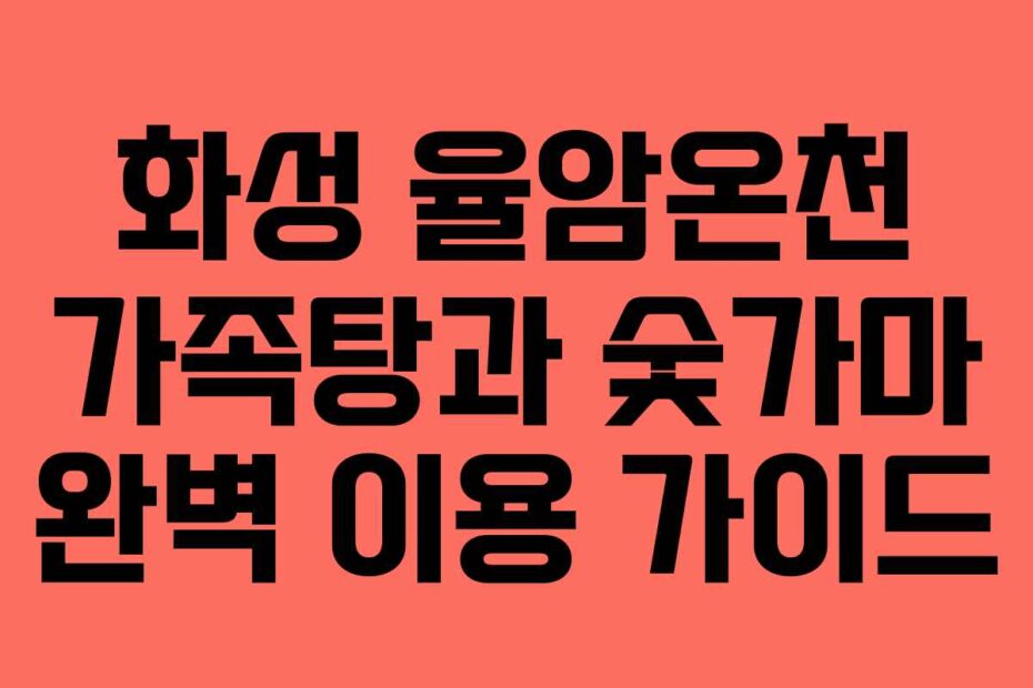 화성 율암온천 가족탕과 숯가마 완벽 이용 가이드