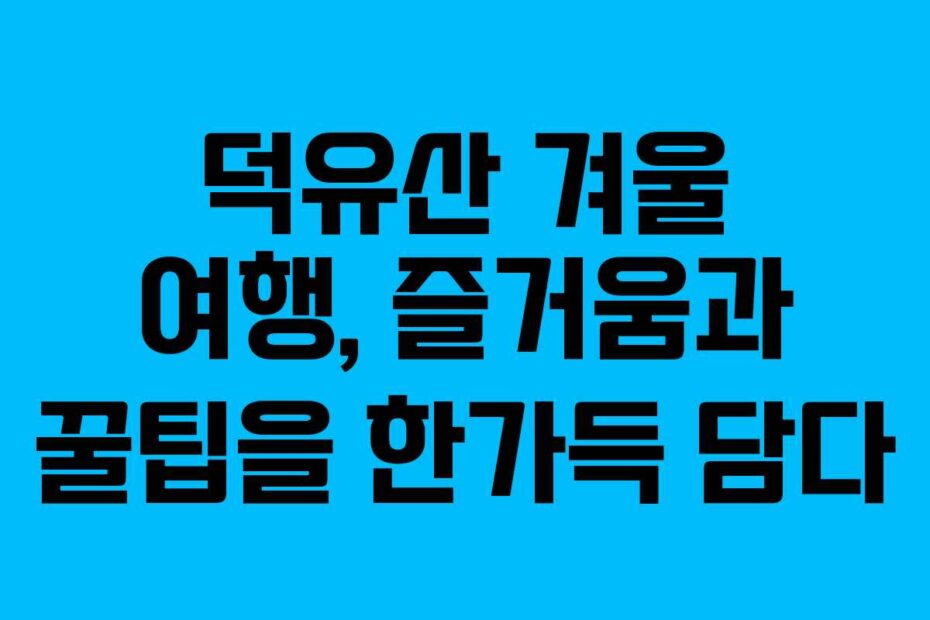 덕유산 겨울 여행, 즐거움과 꿀팁을 한가득 담다
