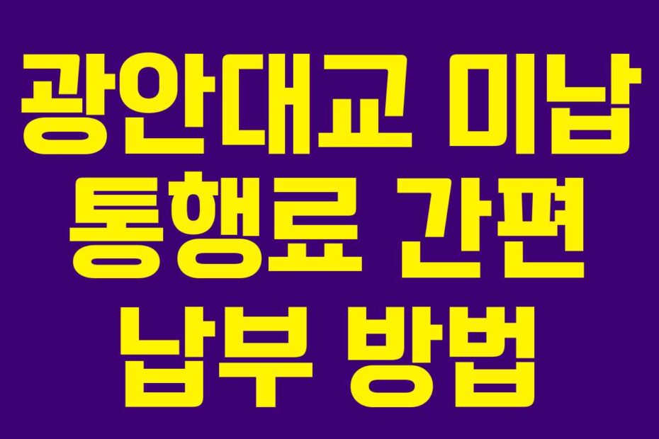 광안대교 미납 통행료 간편 납부 방법