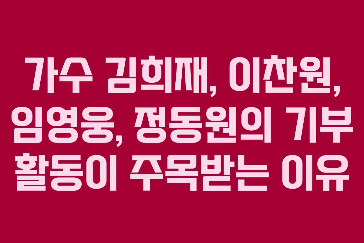 가수 김희재, 이찬원, 임영웅, 정동원의 기부 활동이 주목받는 이유