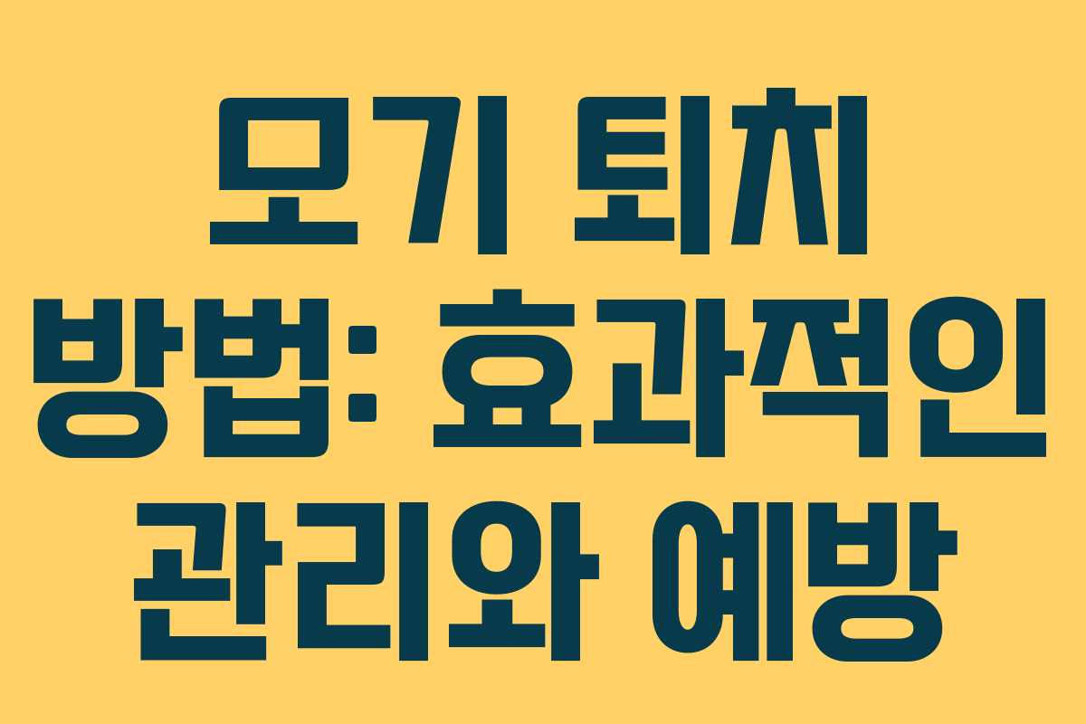 모기 퇴치 방법: 효과적인 관리와 예방