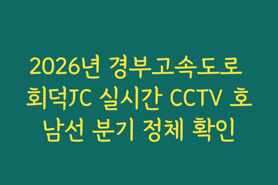 2026년 경부고속도로 회덕JC 실시간 CCTV 호남선 분기 정체 확인