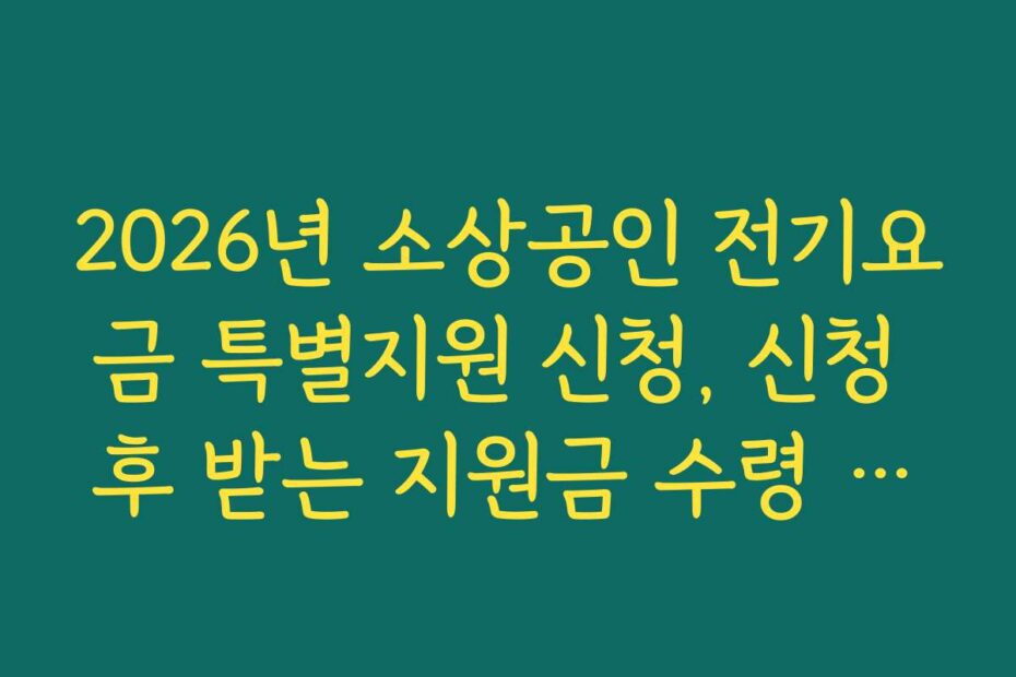 2026년 소상공인 전기요금 특별지원 신청, 신청 후 받는 지원금 수령 방법과 시기
