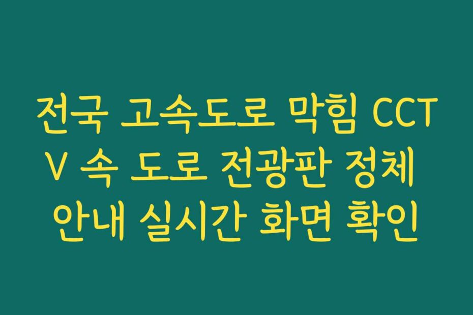 전국 고속도로 막힘 CCTV 속 도로 전광판 정체 안내 실시간 화면 확인