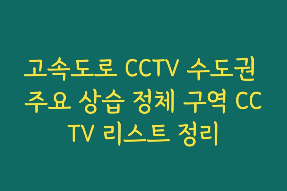 고속도로 CCTV 수도권 주요 상습 정체 구역 CCTV 리스트 정리