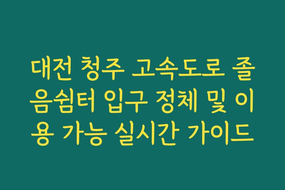 대전 청주 고속도로 졸음쉼터 입구 정체 및 이용 가능 실시간 가이드