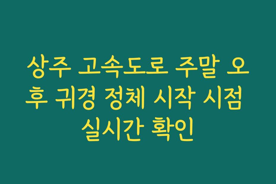 상주 고속도로 주말 오후 귀경 정체 시작 시점 실시간 확인