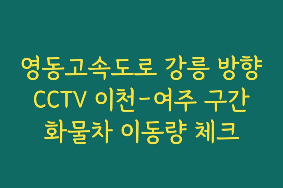 영동고속도로 강릉 방향 CCTV 이천-여주 구간 화물차 이동량 체크