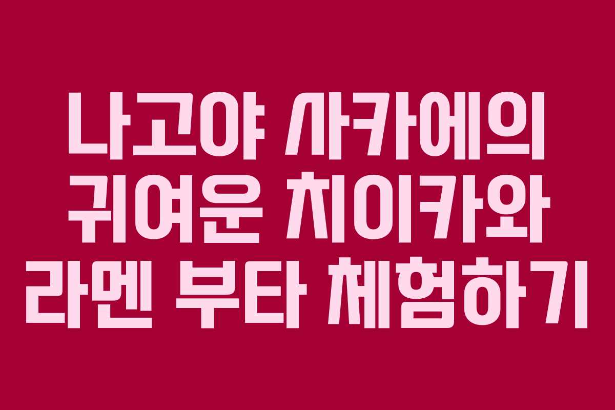 나고야 사카에의 귀여운 치이카와 라멘 부타 체험하기