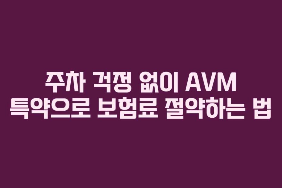 주차 걱정 없이 AVM 특약으로 보험료 절약하는 법
