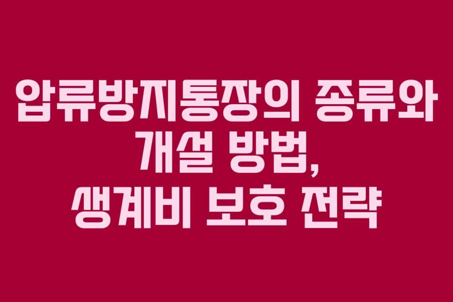 압류방지통장의 종류와 개설 방법, 생계비 보호 전략
