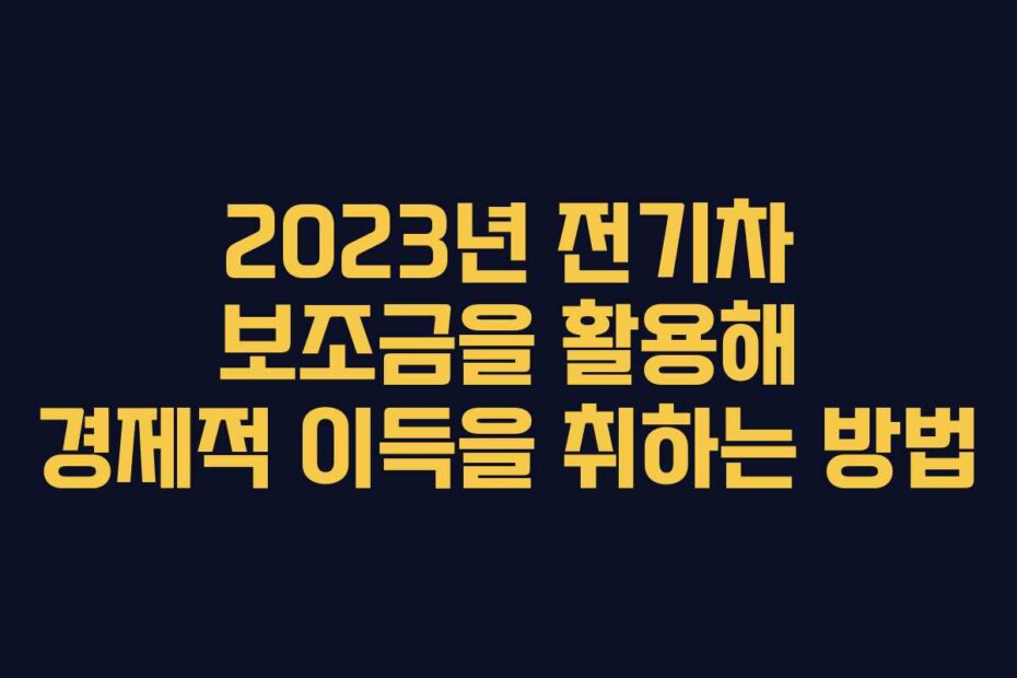 2023년 전기차 보조금을 활용해 경제적 이득을 취하는 방법