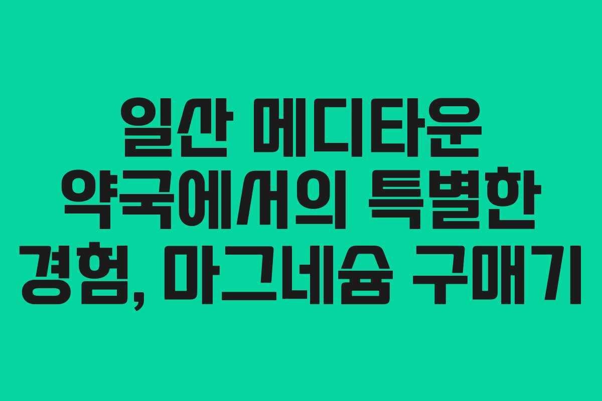 일산 메디타운 약국에서의 특별한 경험, 마그네슘 구매기