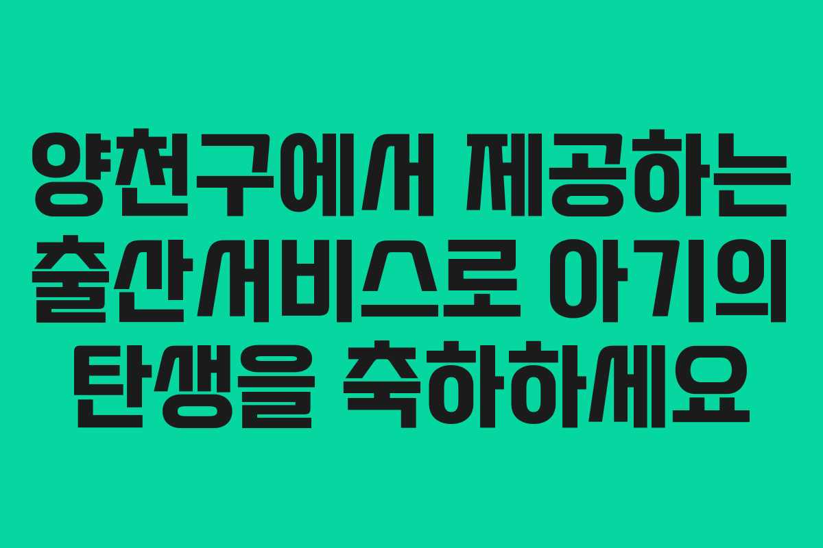 양천구에서 제공하는 출산서비스로 아기의 탄생을 축하하세요