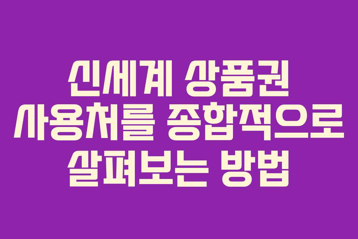 신세계 상품권 사용처를 종합적으로 살펴보는 방법
