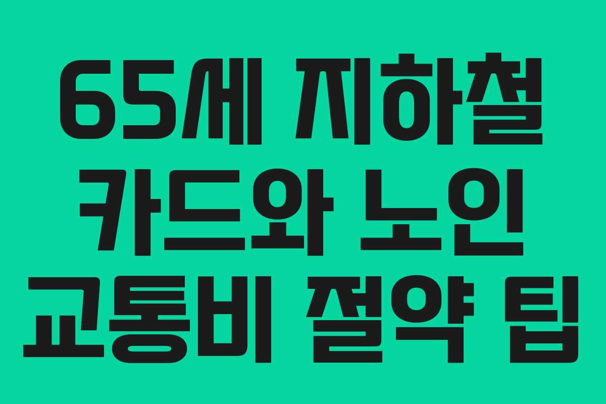 65세 지하철 카드와 노인 교통비 절약 팁