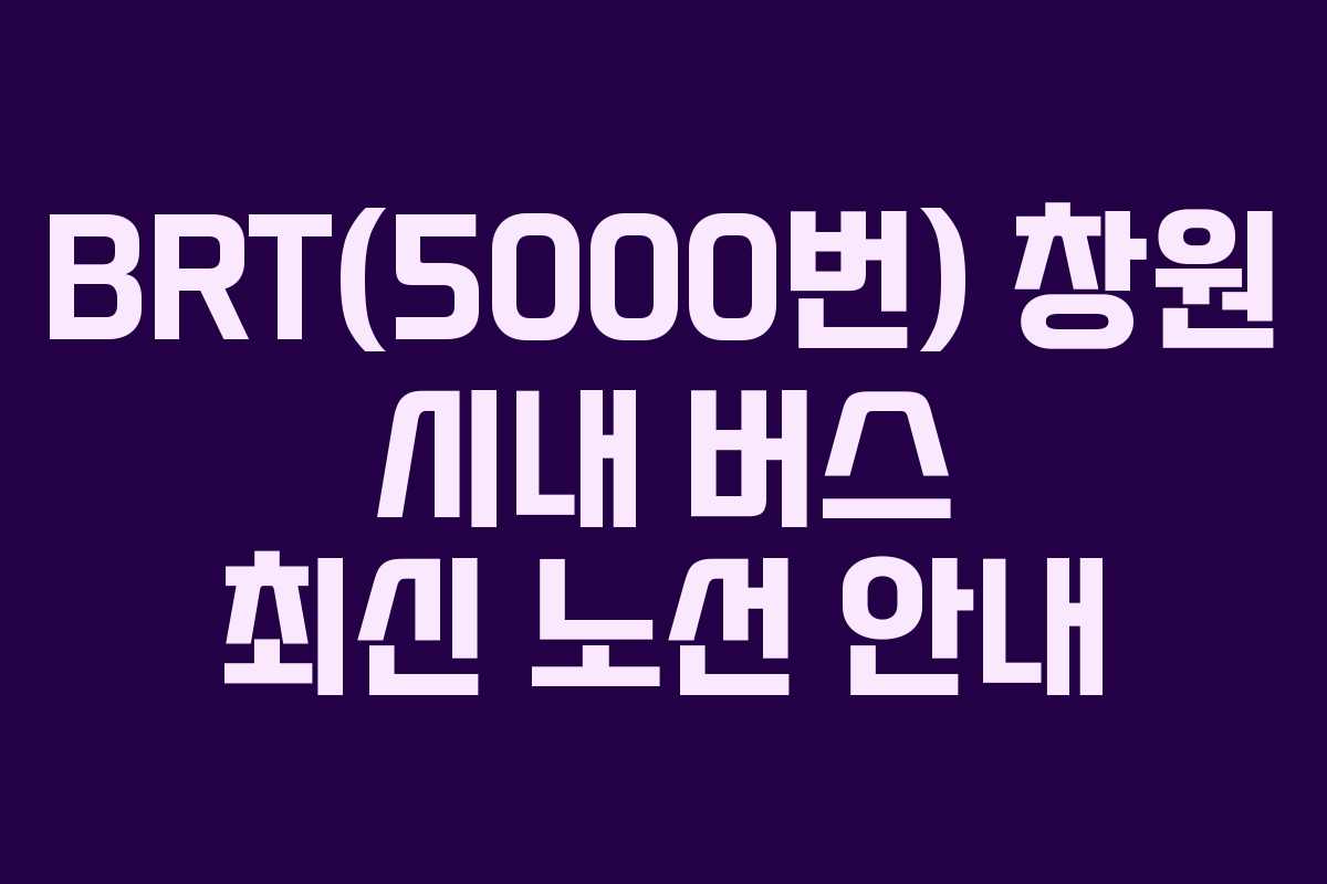 BRT(5000번) 창원 시내 버스 최신 노선 안내