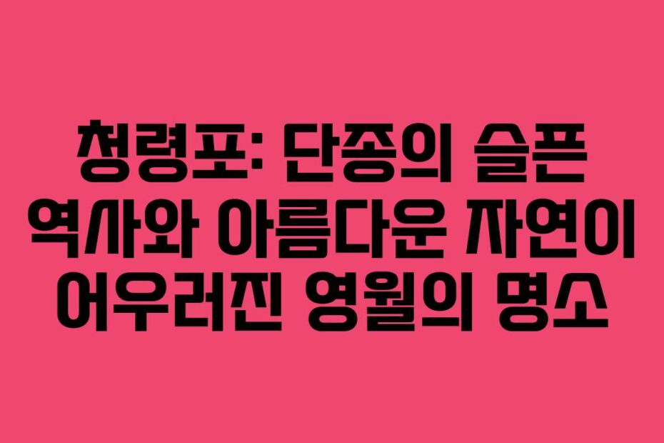 청령포: 단종의 슬픈 역사와 아름다운 자연이 어우러진 영월의 명소