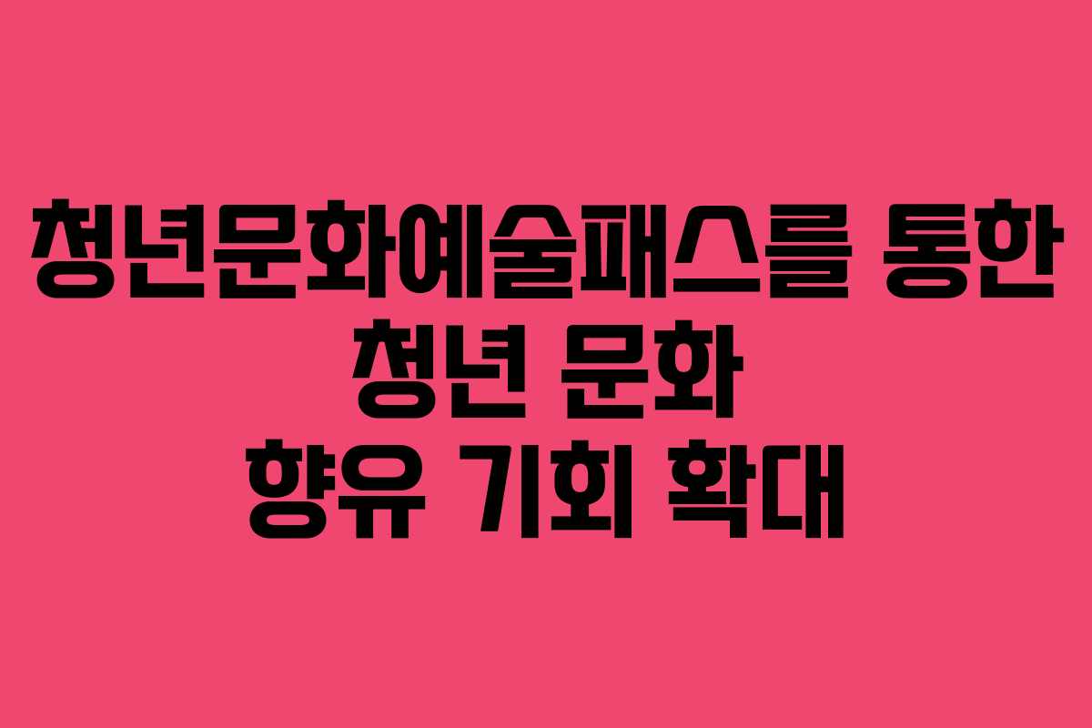청년문화예술패스를 통한 청년 문화 향유 기회 확대