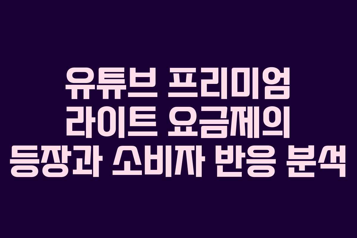 유튜브 프리미엄 라이트 요금제의 등장과 소비자 반응 분석