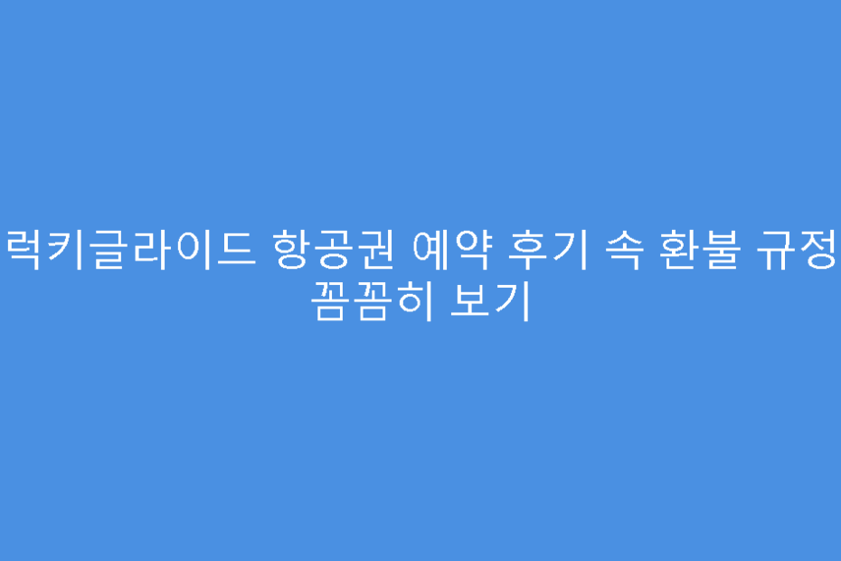 럭키글라이드 항공권 예약 후기 속 환불 규정 꼼꼼히 보기