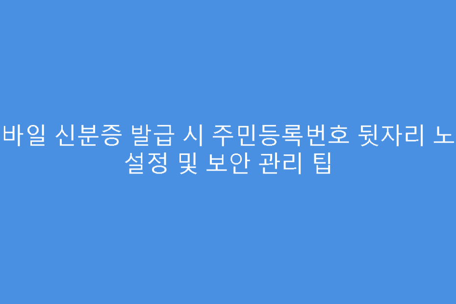 모바일 신분증 발급 시 주민등록번호 뒷자리 노출 설정 및 보안 관리 팁