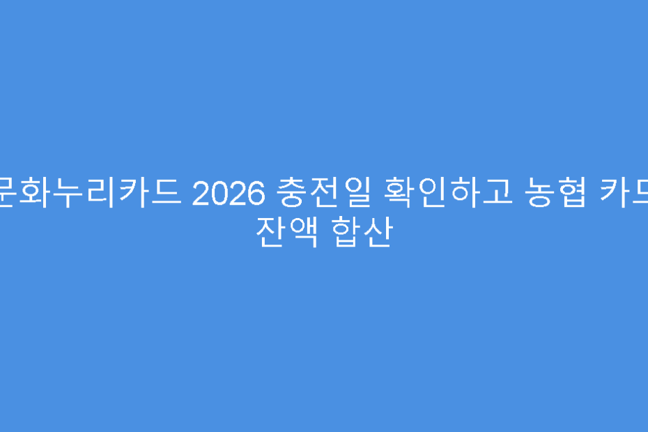 문화누리카드 2026 충전일 확인하고 농협 카드 잔액 합산
