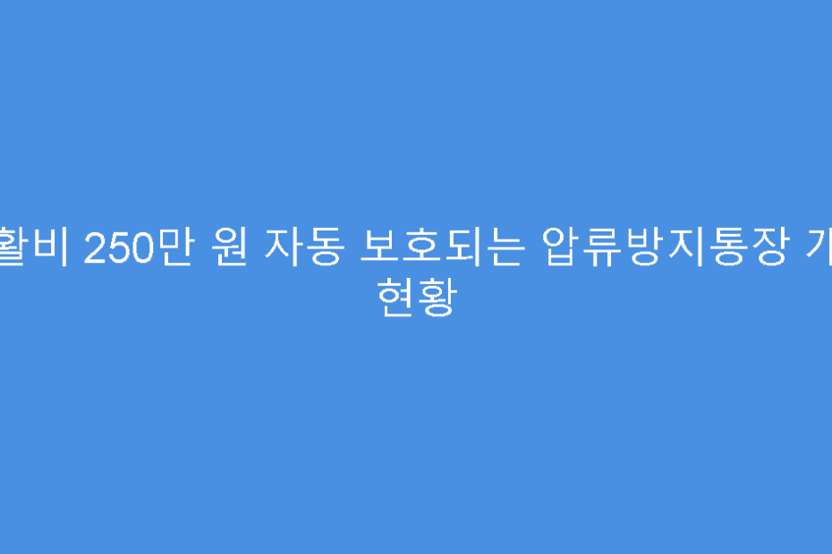 생활비 250만 원 자동 보호되는 압류방지통장 개설 현황