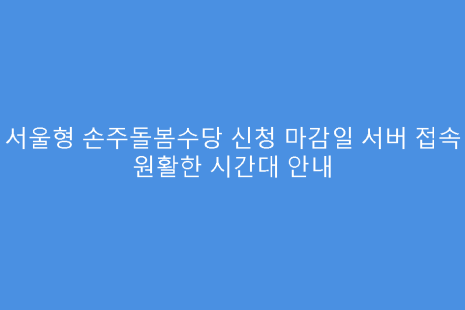 서울형 손주돌봄수당 신청 마감일 서버 접속 원활한 시간대 안내