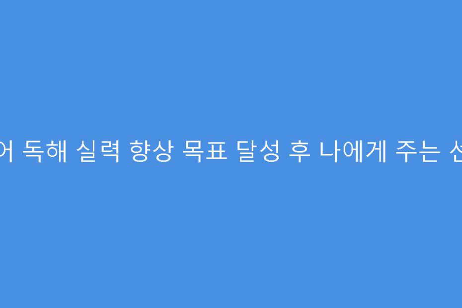 영어 독해 실력 향상 목표 달성 후 나에게 주는 선물