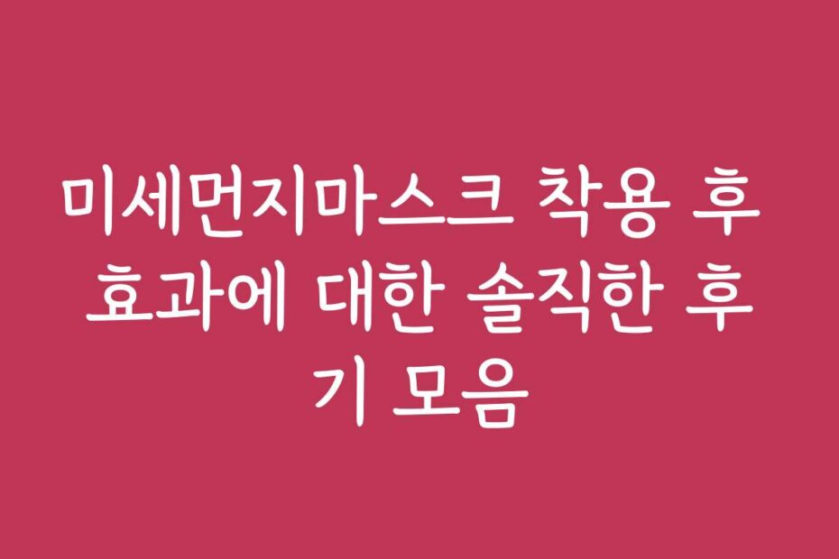 미세먼지마스크 착용 후 효과에 대한 솔직한 후기 모음