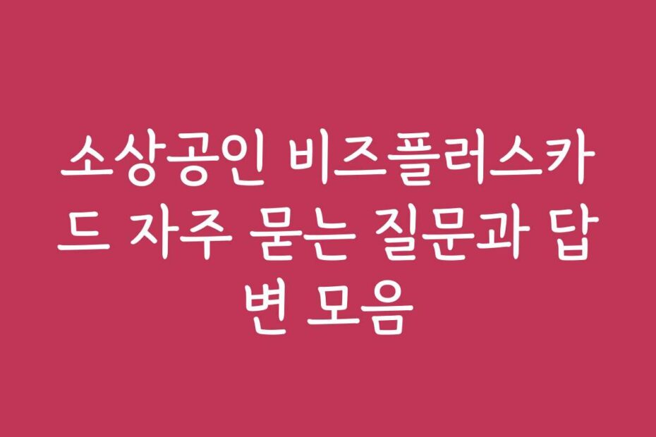 소상공인 비즈플러스카드 자주 묻는 질문과 답변 모음