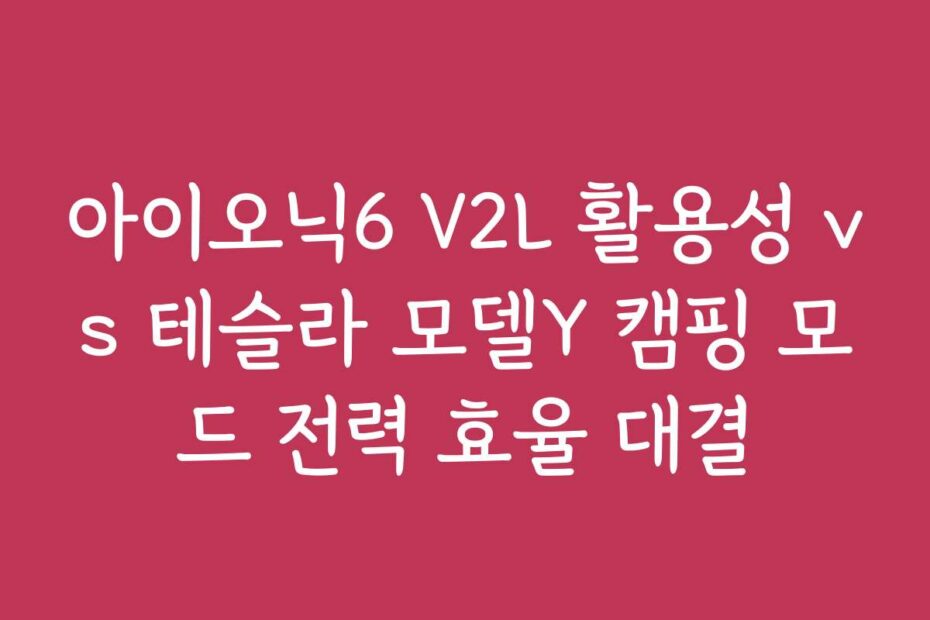 아이오닉6 V2L 활용성 vs 테슬라 모델Y 캠핑 모드 전력 효율 대결