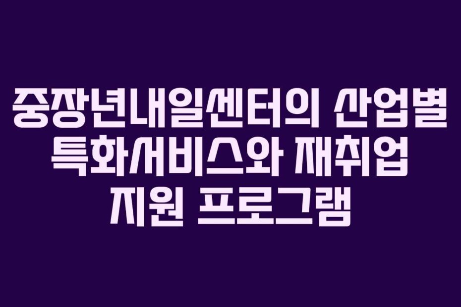 중장년내일센터의 산업별 특화서비스와 재취업 지원 프로그램