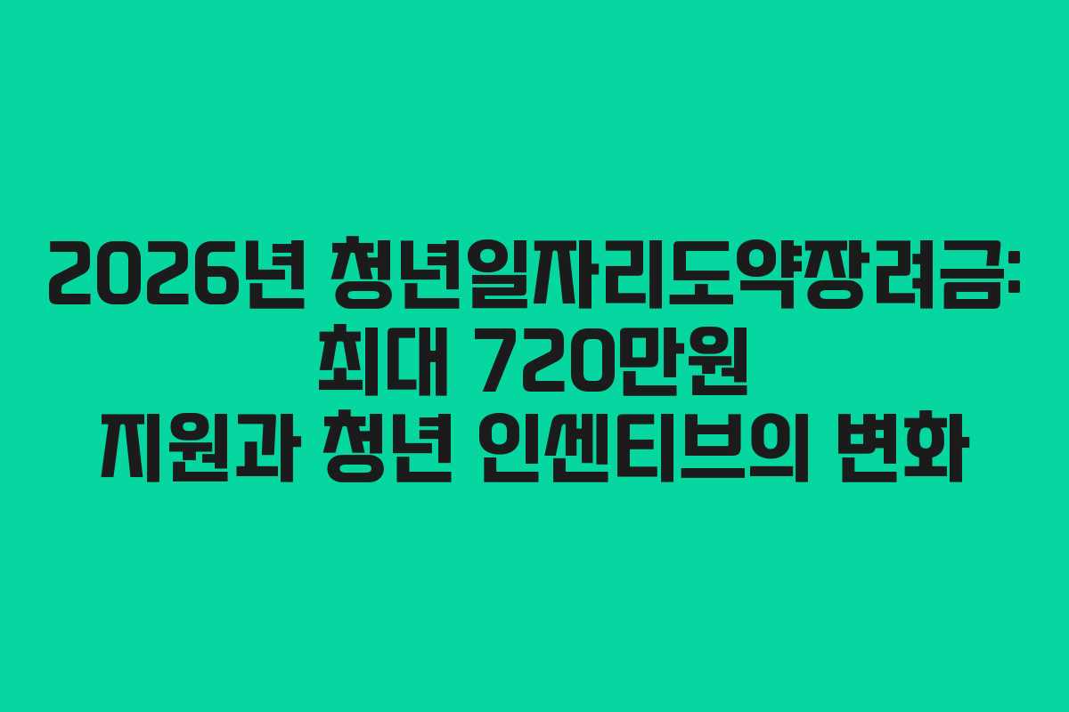 2026년 청년일자리도약장려금: 최대 720만원 지원과 청년 인센티브의 변화