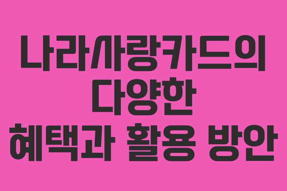 나라사랑카드의 다양한 혜택과 활용 방안